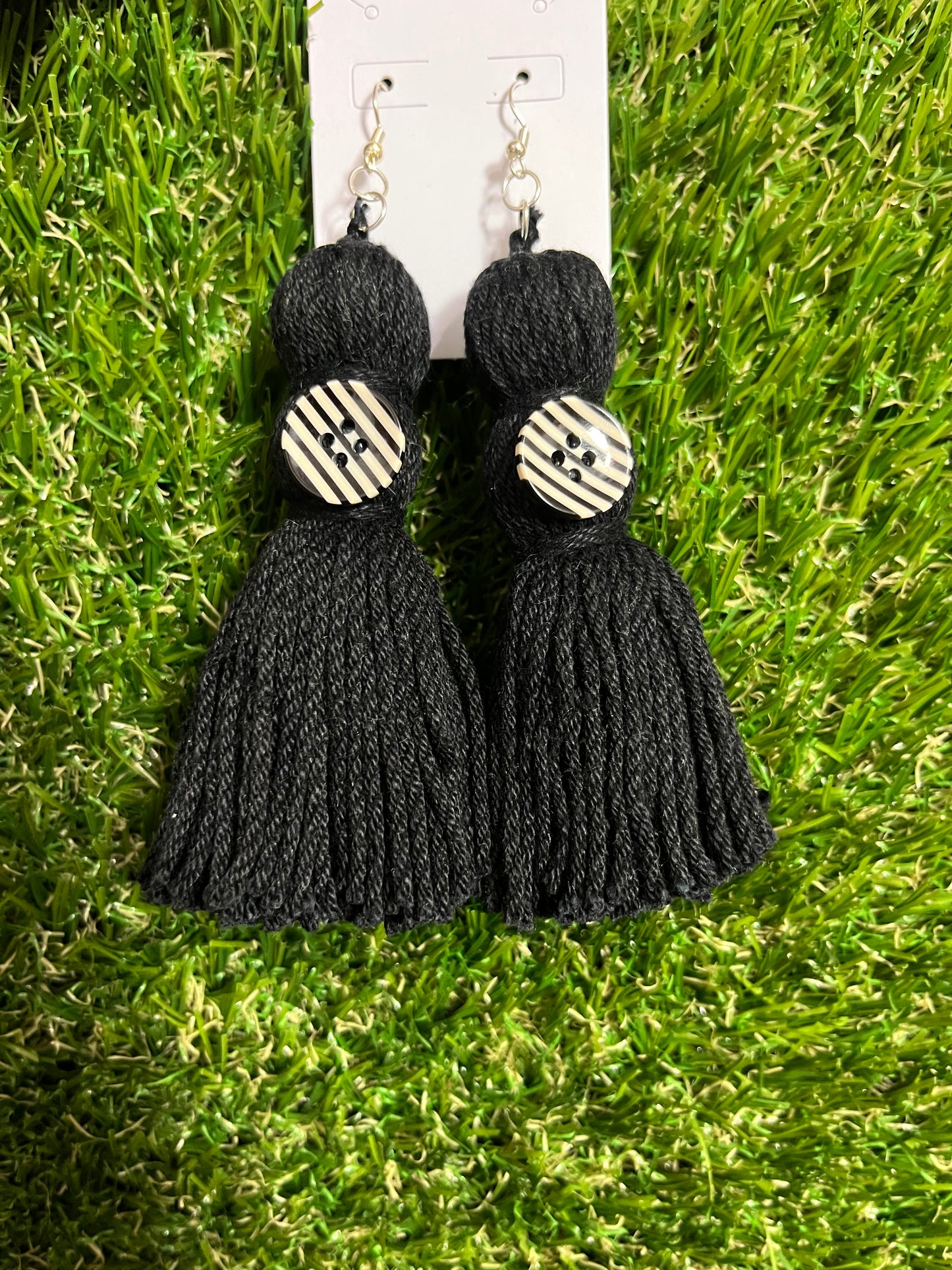 Button Bop Tassel Earrings