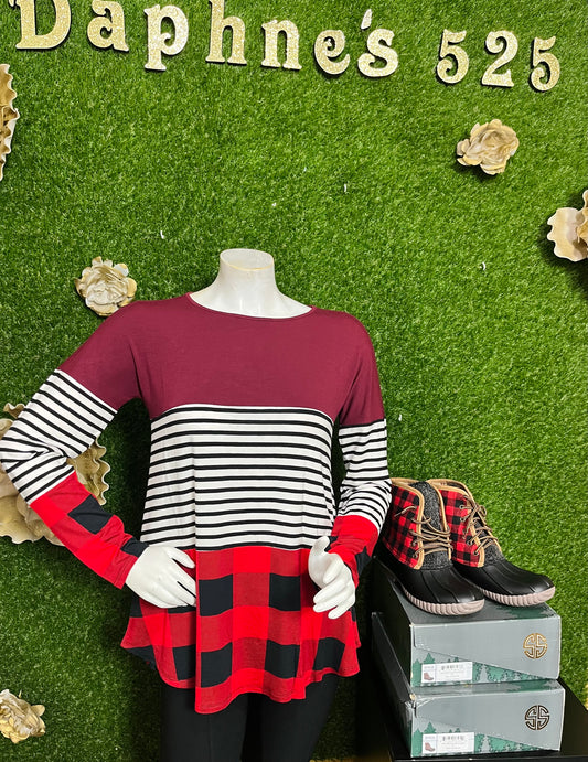 Burgundy Stripes and Plaid