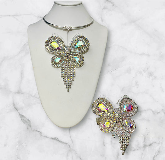 Rhinestone Flutters Necklace Set