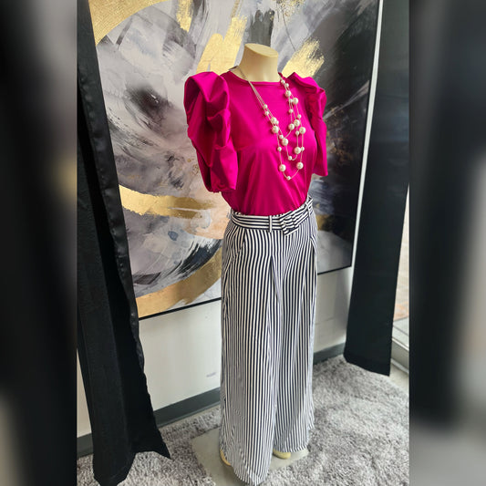 Navy and White Striped Pants