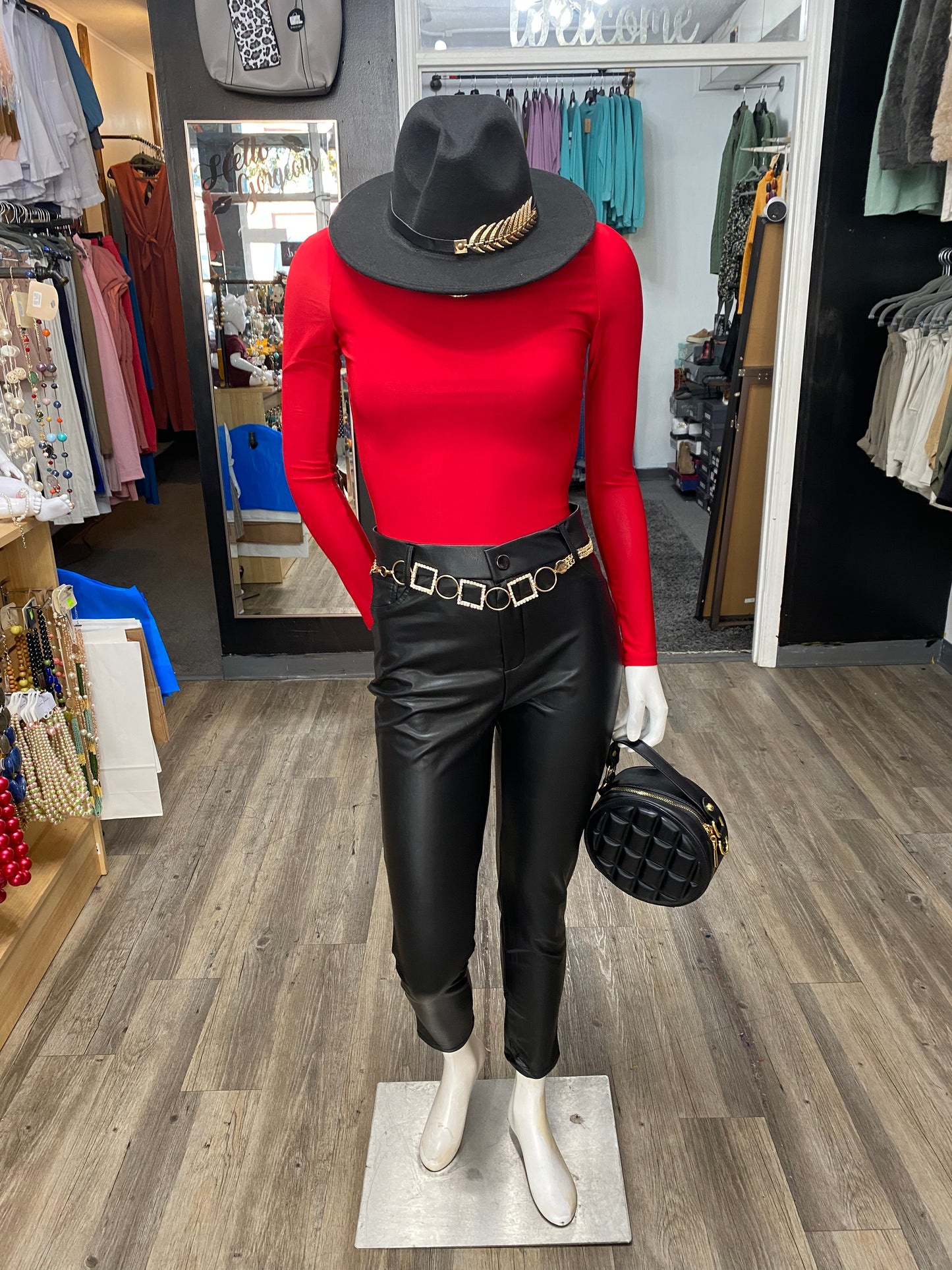 Leather Button Pants