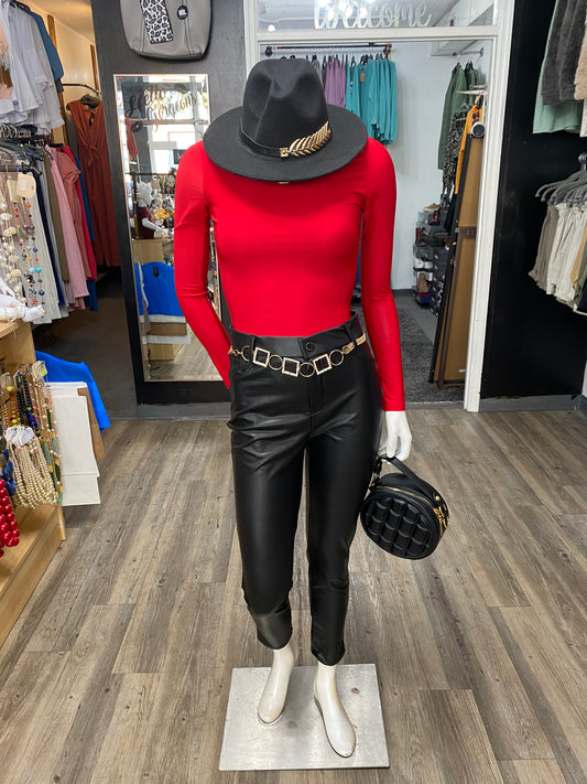 Leather Button Pants