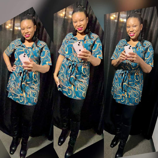 Teal Mosaic Dress (Blouse)