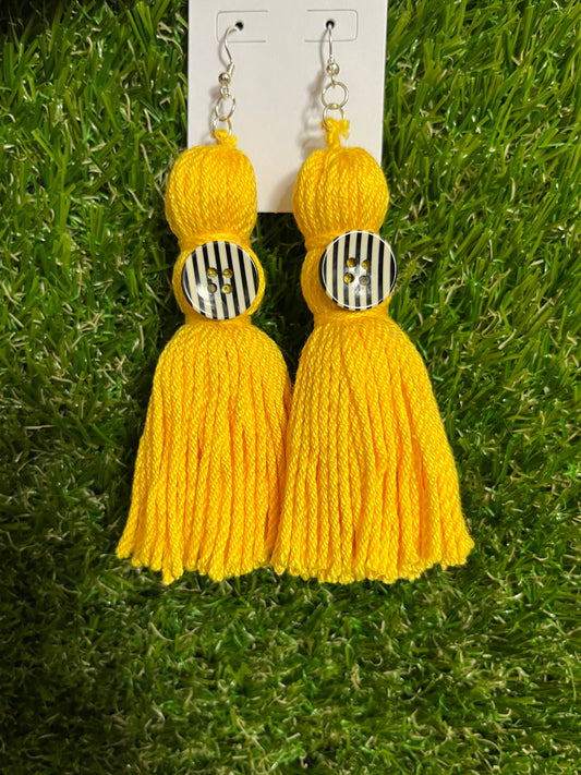 Button Bop Tassel Earrings