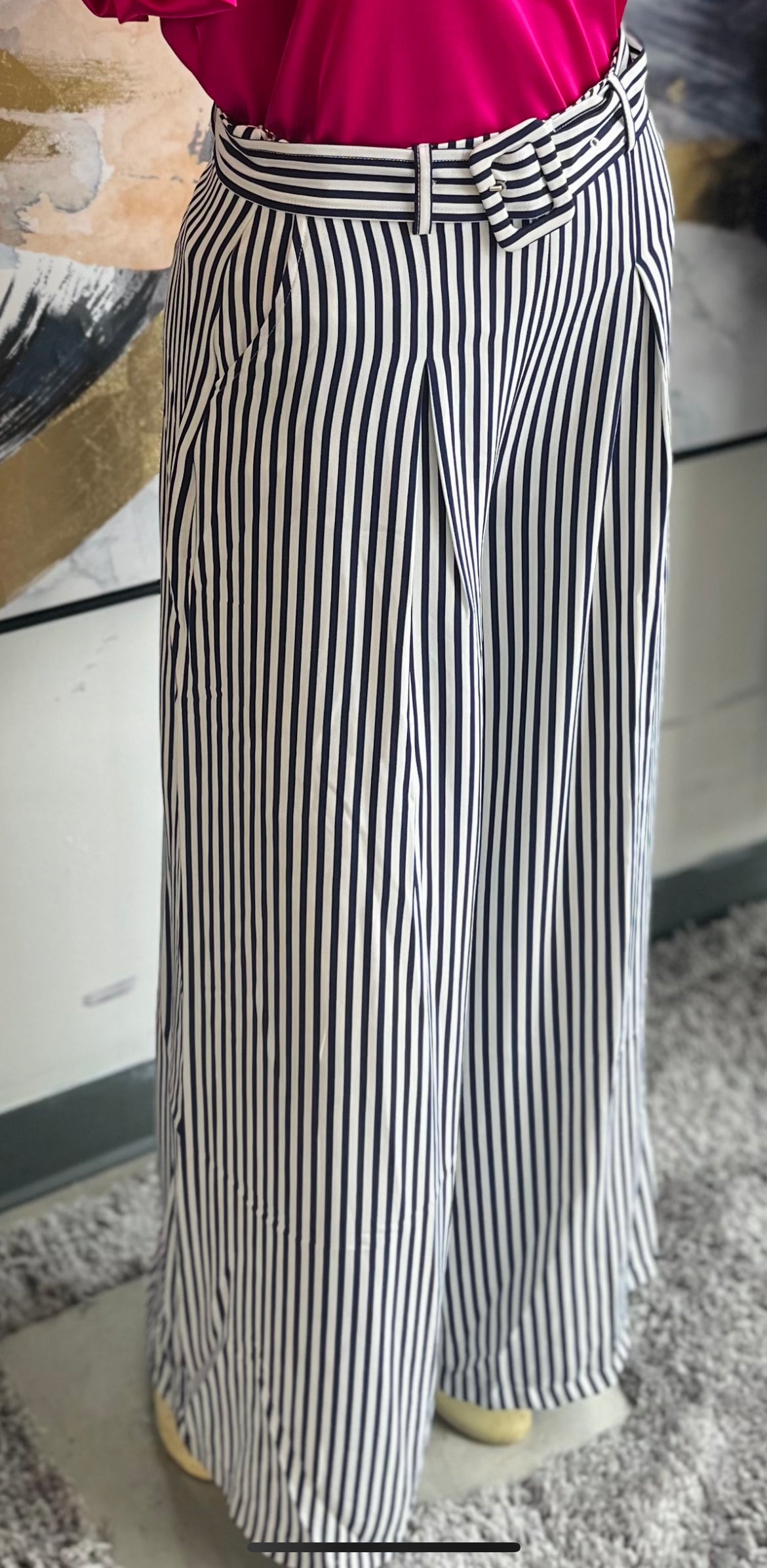 Navy and White Striped Pants