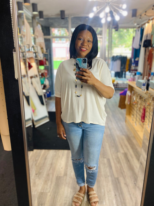 Ribbed Hi-Low Blouse