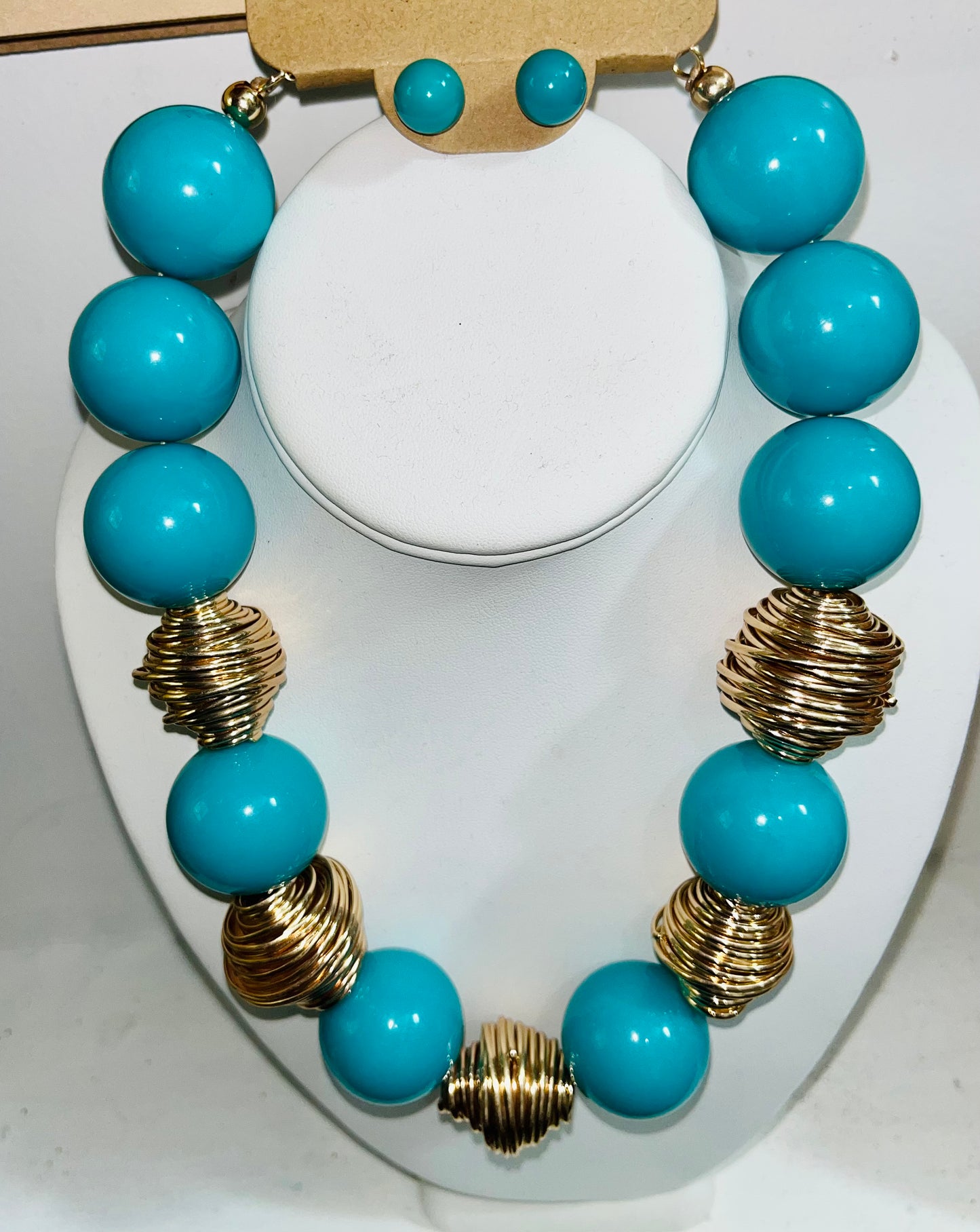 Teal Twirls Gumball Necklace Set